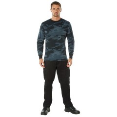 Men’s Midnight Blue Camo Long Sleeve T-Shirt – Rothco Camo Poly/Cotton Tee 3637