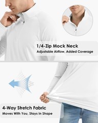 SPF Shirts for Men UPF 50 Shirts Long Sleeve Mens Quarter Zip Pullover Golf L…