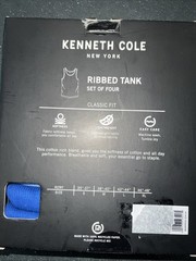 Kenneth Cole New York Athletic Fit Tank Tops Multi Color Soft 4 PK MED BLUES NEW