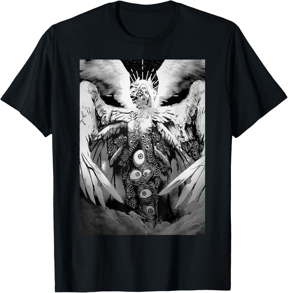 NEW LIMITED Creepy Manga Biblical Angel Scary Eyes Horror Halloween T-Shirt