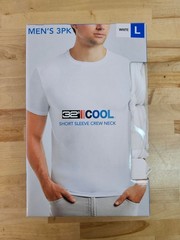 L / LARGE WHITE – 3 PACK – 32 Degrees Cool Men’s Short Sleeve T-Shirts Crew Neck