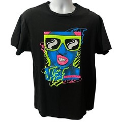 OUTRANK BRAND BLACK SHIRT — Neon Girl Face Streetwear Graphic Tee Men’s Large