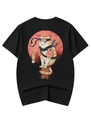 Niepce Ninja Cat Graphic Tee Japanese Streetwear Short Sleeves T-Shirt