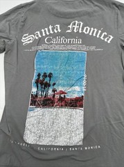 Santa Monica California T-Shirt Men Medium Spell Out Gray Denim & Flower…#6414