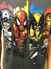 Spiderman Men’s T Shirt with 3 other characters no size 20″ armpit to armpit