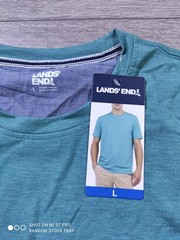 Lands End Shirt Adult Large Green 4-Way Stretch Classic Fit T-Shirt Tee Mens