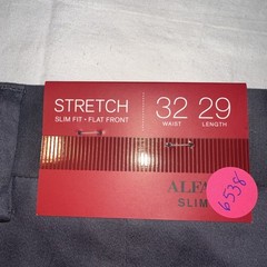 NWT Alfani Men’s 32 X 29 Gray Stretch Slim Fit Flat Front Dress Pants $60