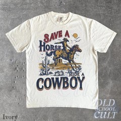Save a Horse Ride a Cowboy Vintage 90s Graphic T-Shirt Western Tee