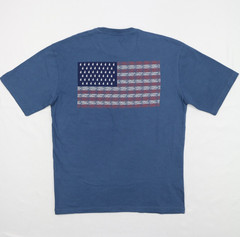 Johnnie-O Mens Graphic Tee JO Flag XX Wake Blue Size Small American Flag Cotton