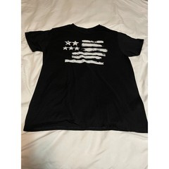 Mens Black Distressed American Flag Graphic T-Shirt Short Sleeve Crew Neck Tee M