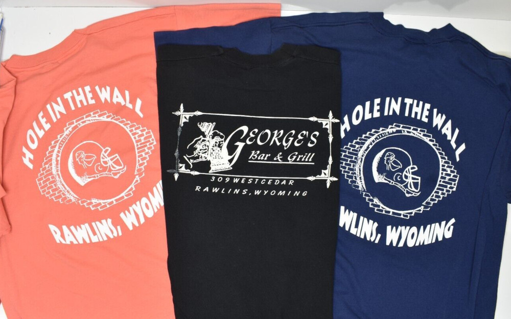 3 Vintage Rawlins Wy. Bar Shirts Hole in The Wall & George’s Mens XL, XXL, L,