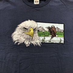 vtg Bald Eagle Shirt Mens XL Navy Blue Graphic Wildlife Nature Tee Crewneck