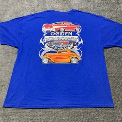 Hanes Heavyweight 50/50 Ogden Chrome T Shirt Adult 3XL 54-56 Blue Cotton Graphic