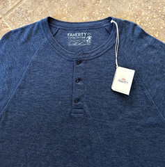 Faherty Cloud Henley T Shirt Mens XXL Navy Blue Heather Long Sleeve $98 NWT