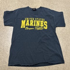 United States Marines Semper Fidelis Vintage T-Shirt Black Size Large