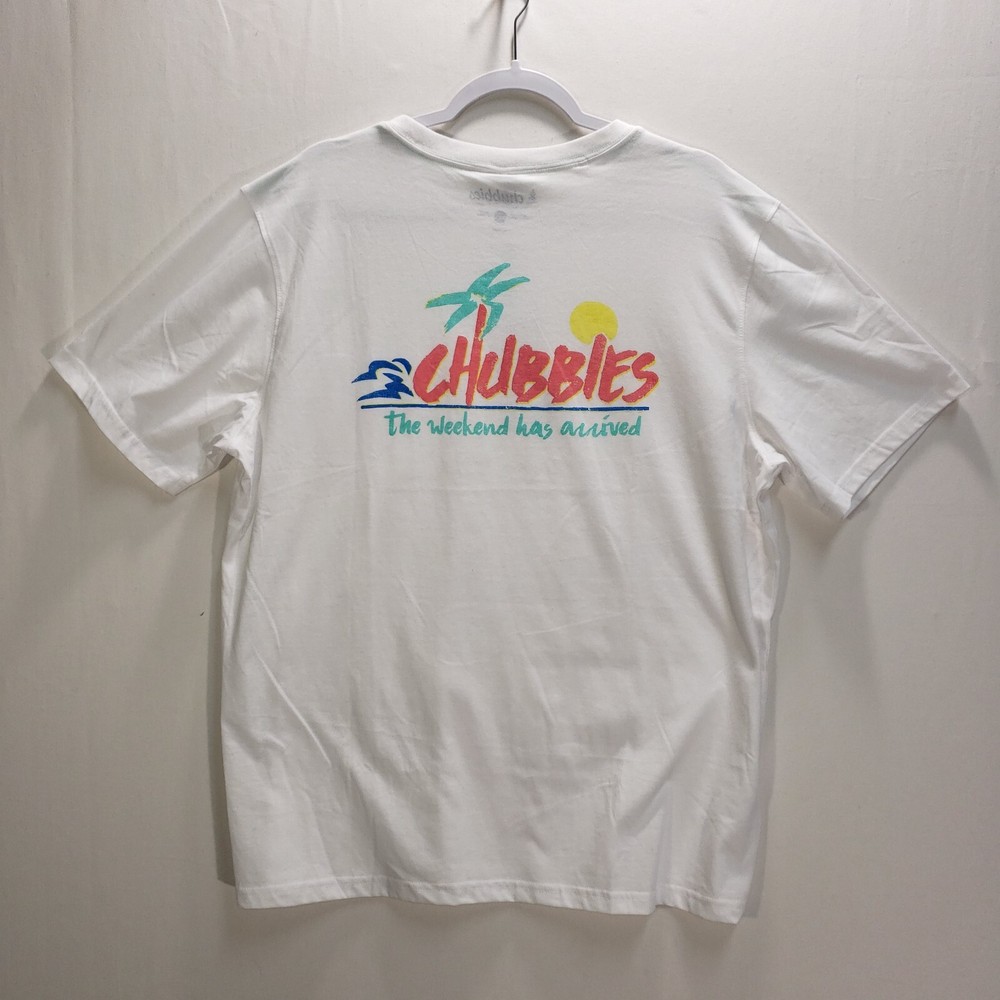 NEW Chubbies T-Shirt Mens 2XL Short Sleeve The Relaxer Weekend Has Arrived White
