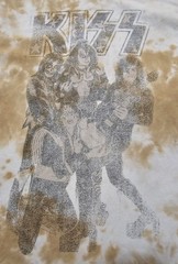 KISS Band Tie Dye Graphic Rock T-shirt Vintage Style Brown White Size XL