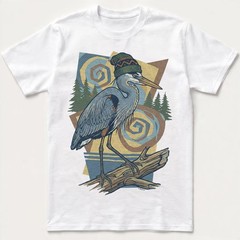 Great Blue Heron T-Shirt Beanie Hat Geometric Outdoor Nature Bird Lover Gift