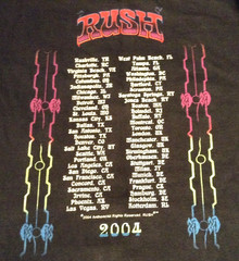 Vintage 2004 Rush Rock Band Concert Tour T-Shirt XL Black Tour Cities on Back