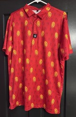 Men’s Graphic Polo Shirt – Hop Monster Design | Silky Soft Feel | Red | Size L