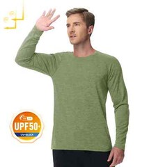 Mens Sports Shirt Long Sleeve UPF50+ Quick Dry Breathable Outdoor Fitness