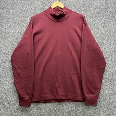 Uniqlo U Mock Neck Long Sleeve Shirt Mens L Burgundy Heavyweight Casual Tee