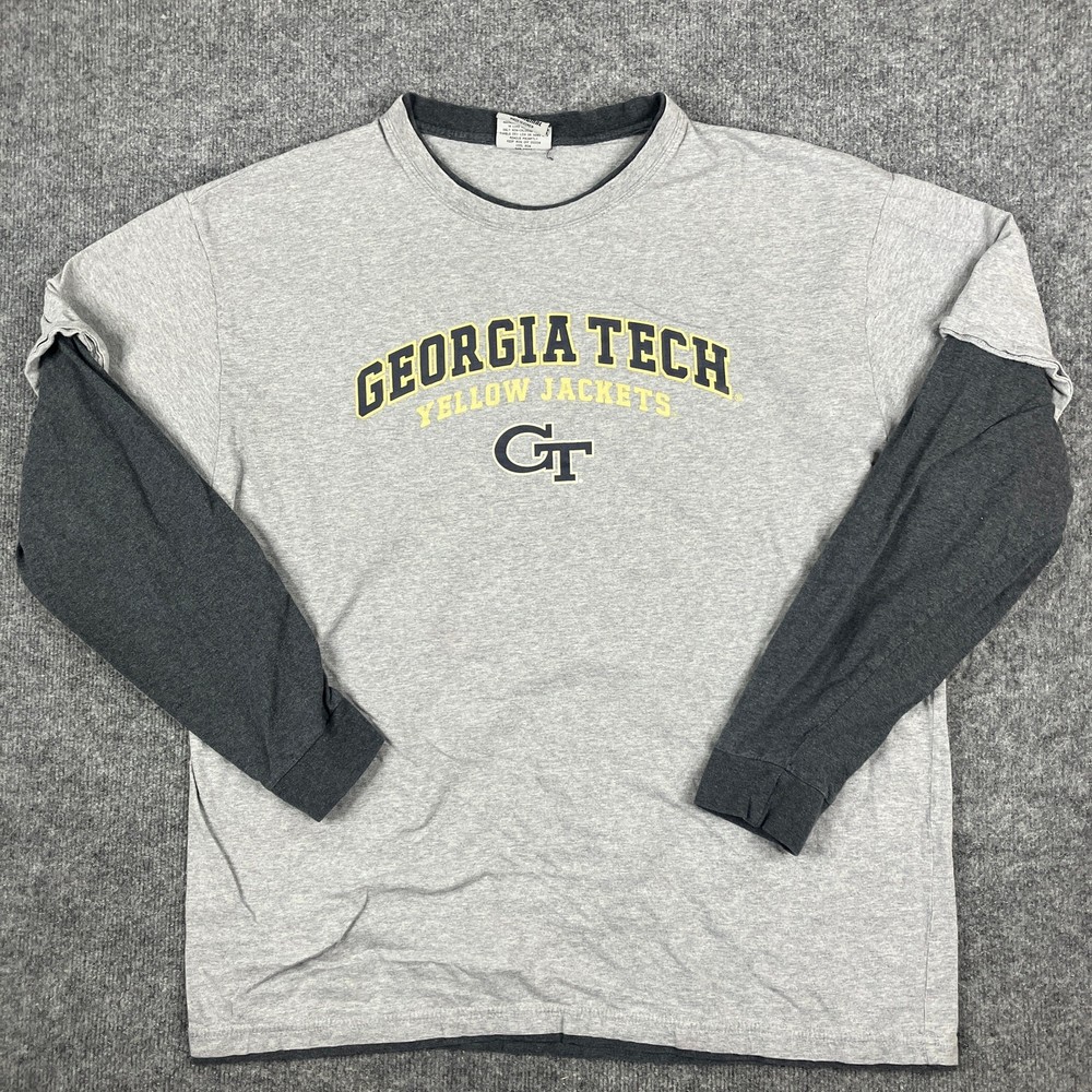 Colosseum T-Shirt Mens Size XXL Gray Georgia Tech Layered Sleeve College Tee