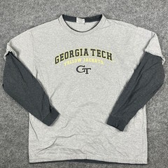Colosseum T-Shirt Mens Size XXL Gray Georgia Tech Layered Sleeve College Tee