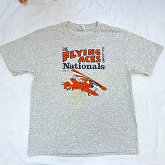 Hanes Heavyweight 50/50 Mens Gray Aviation Graphic Crew Neck T-Shirt Size L