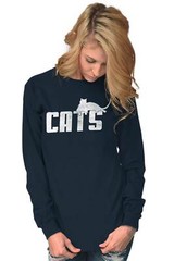 Cats Athletic Sports Classic Pet Owner Novelty Graphic Long Sleeve Tee