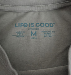 Life is Good Olive S/S Mens Crusher Tee Sz Medium Fun Novelty Friends Cats