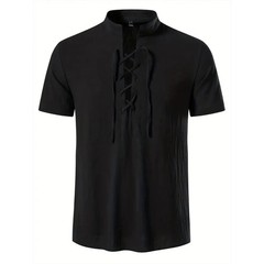 Men’s Retro Cotton Linen Shirt Stylish Pirate V-neck S-XXL Trendy Comfy Gift Tee