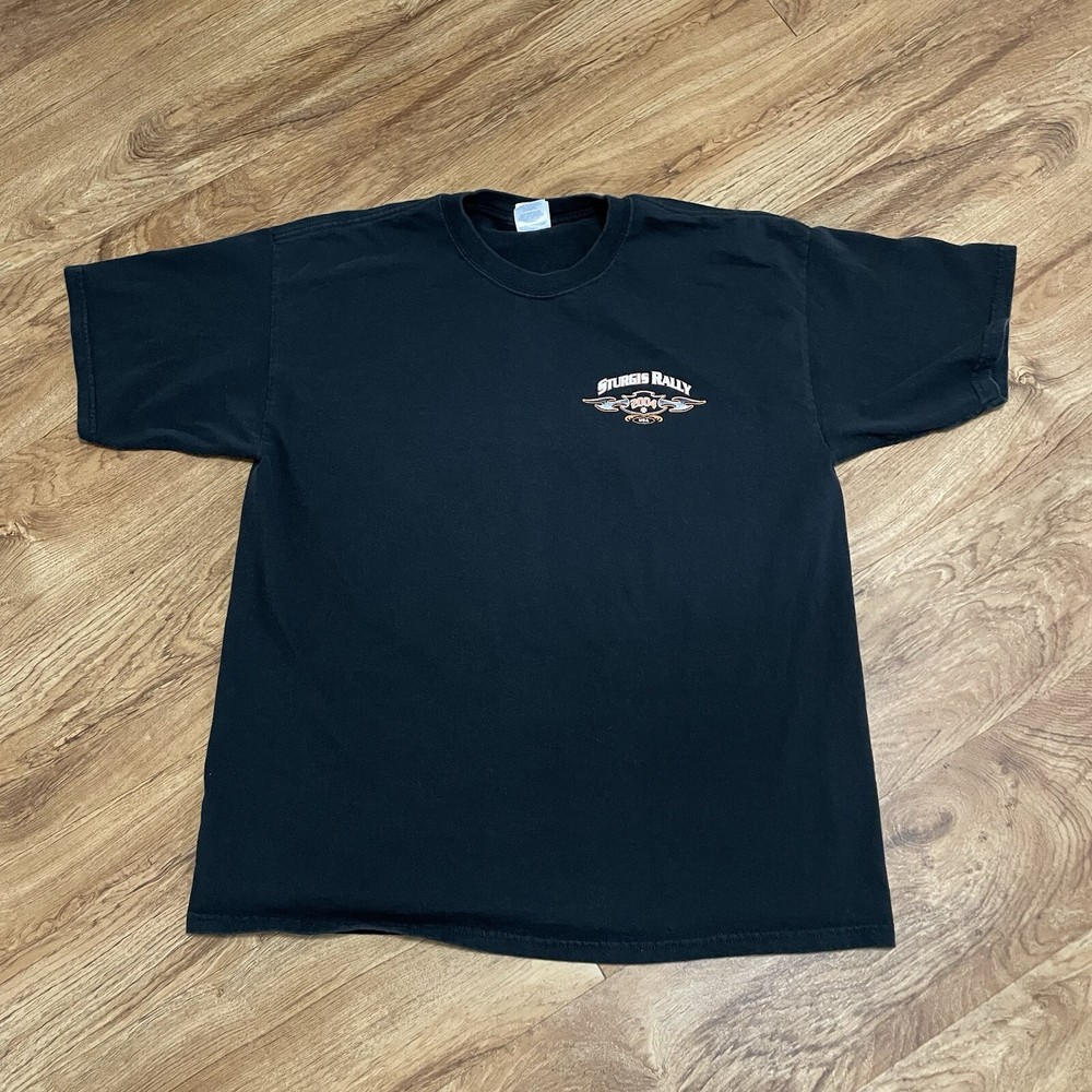 Vintage Terrys Tees Lone Wolf Biker Rally Black Tshirt Men XL 2004 Sturgis Tee