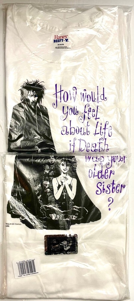Vtg 90s DC Comics Sandman And Death Medium T Shirt Neil Gaiman Graphitti Designs