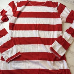 Wheres Waldo Shirt Adult M Red White Striped Long Sleeve Casual Top Cosplay VTG