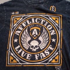 Affliction Shirt Mens XL Black Graphic Skull Streetwear Vintage Style Distressed