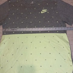 Nike Mens XL Athletic Cut T-Shirt Grey Neon Volt Tennis Ball Colorblock Logo Tee