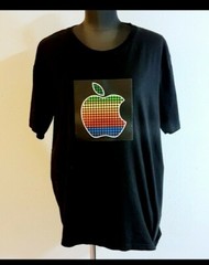 Sound Activated Light Up Apple T-Shirt Black Size L FLASHING MUSIC WEAR