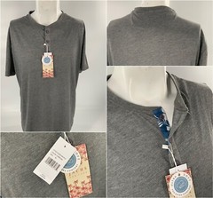 Jachs Signature Soft Touch Henley Shirt XL Gray Poly Viscose NWT $65 YGI K2-379