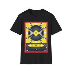Stained Glass Vinyl Album T-Shirt, Retro Music Graphic Tee, Regular Fit Top