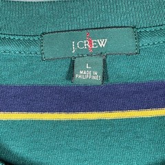 J.Crew Oarsmen Mens Re-Imagined Striped Long Sleeve T-Shirt Green Navy Yellow L