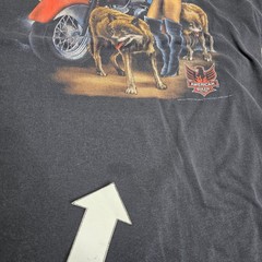 3D Emblem American Biker Wild Breed T Shirt Large Black Motorcycle Wolf Graphic