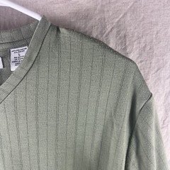 Pierre Cardin Men’s Green Short Sleeve V-Neck Casual Comfort Shirt Size Large