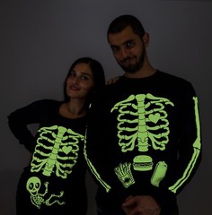 Halloween glow in the dark Long Sleeve Maternity shirt Skeleton X-ray reveal top