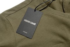 Roberto Cavalli Men’s Olive Green Crewneck T-Shirt US 2XL IT 56