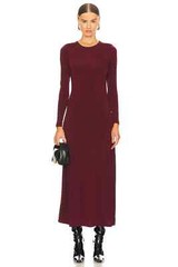 All Saints L/S Maxi Dress Womens Orchid Red Katlyn Designer Viscose Stretch