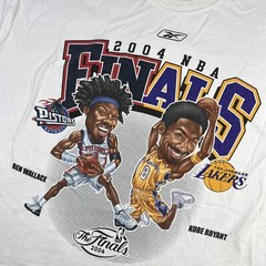 Vintage 2004 NBA Finals Kobe Cartoon Caricature Lakers Pistons T Shirt Sz L