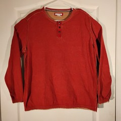 Carbon 2 Cobalt henley tshirt mens L LArge red long sleeve thick cotton 155176
