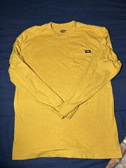 Dickies Yellow Long Sleeve Pocket T-Shirt Size S/P