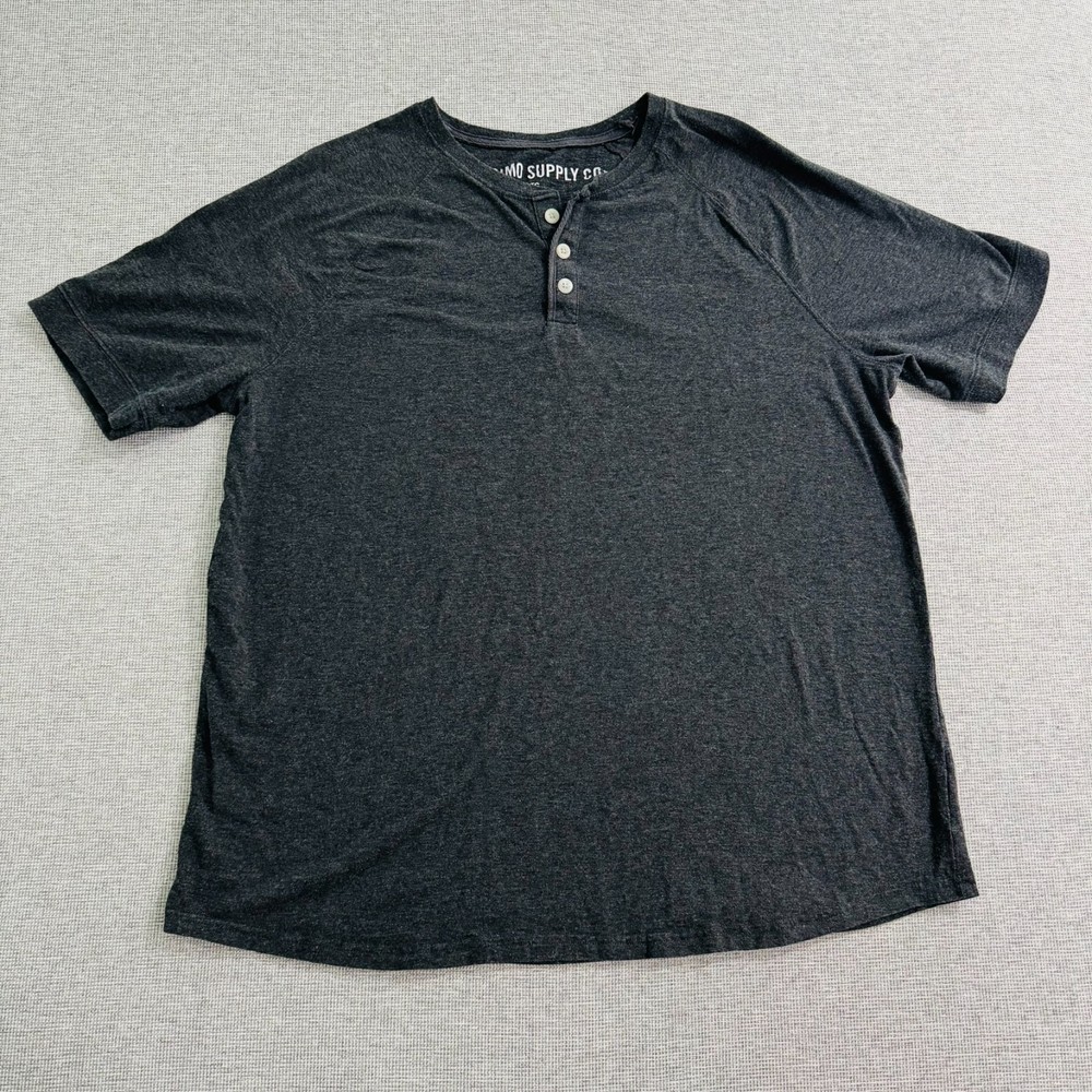 Mossimo Supply Co. Charcoal Heather Short Sleeve Henley Shirt Men Size XL